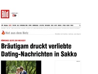 Bild zum Artikel: Hochzeits-Überraschung - Bräutigam druckt Dating-Nachrichten in Sakko