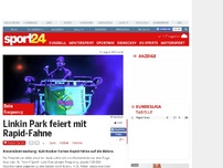 Bild zum Artikel: Linkin Park feiert mit Rapid-Fahne