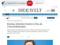 Bild zum Artikel: Ex-Familienministerin: Kristina Schröder fordert 9 Uhr als Unterrichtsbeginn