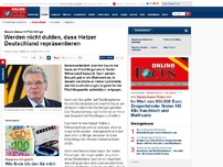 Bild zum Artikel: Bundespräsident besucht Flüchtlinge - Gauck: Werden nicht dulden, dass Hetzer Deutschland repräsentieren