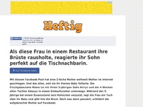 Bild zum Artikel: Als diese Frau in einem Restaurant ihre Brüste rausholte, reagierte ihr Sohn perfekt auf die...