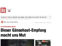 Bild zum Artikel: Flüchtlinge filmten - NRW: Dieser Gänsehaut-Empfang macht uns Mut