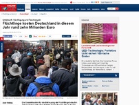 Bild zum Artikel: Unterkunft, Verpflegung und Taschengeld - Flüchtlinge kosten Deutschland in diesem Jahr rund zehn Milliarden Euro