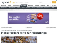 Bild zum Artikel: Messi fordert Hilfe für Flüchtlinge