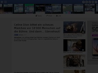 Bild zum Artikel: Celine Dion bittet ein scheues Mädchen vor 18'000 Menschen auf die Bühne. Und dann... Gänsehaut!