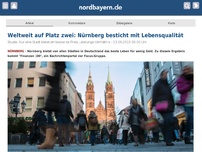 Bild zum Artikel: Weltweit auf Platz zwei: Nürnberg besticht mit Lebensqualität