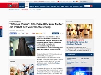 Bild zum Artikel: Nach Imam-Eklat - 'Offenes Visier': CDU-Vize Klöckner fordert ein Verbot der Vollverschleierung
