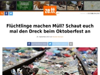 Bild zum Artikel: Flüchtlinge machen Müll? Schaut euch mal den Dreck beim Oktoberfest an
