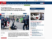 Bild zum Artikel: Bei Protest gegen rechte Demo - Linke Demonstranten attackieren Polizeipräsidium in Leipzig mit Steinen