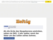 Bild zum Artikel: Als die Ärzte das Neugeborene umdrehen, sehen sie DAS. 1 Jahr später rennt der Vater um das...