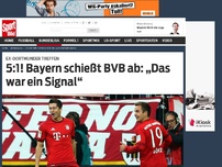 Bild zum Artikel: 5:1! Ex-BVB-Stars schießen Dortmund ab Bayern schießt den BVB im Bundesliga-Gipfeltreffen mit 5:1 ab! Die entscheidenden Treffer in der zweiten Hälfte erzielen die Ex-Dortmunder Lewandowski und Götze. »