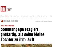 Bild zum Artikel: Herzzerreißendes Video - Mädchen umarmt Papa mitten in Militärparade