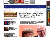 Bild zum Artikel: Altmaier: Wegen 'moralischer Verpflichtung' - Kein Ende der Migrantenaufnahme