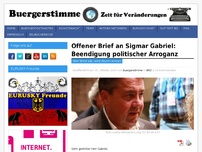 Bild zum Artikel: Offener Brief an Sigmar Gabriel: Beendigung politischer Arroganz