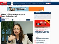 Bild zum Artikel: Überraschender Wechsel - Fahimi gibt Amt als SPD-Generalsekretärin auf