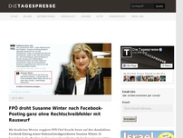 Bild zum Artikel: FPÖ droht Susanne Winter nach Facebook-Posting ganz ohne Rechtschreibfehler mit Rauswurf