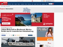 Bild zum Artikel: Nach fünf Monaten auf See - Liebes-Botschaft an Bordwand: Marine-Soldat macht romantischen Heiratsantrag