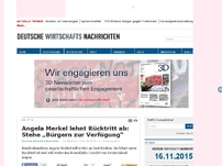 Bild zum Artikel: Angela Merkel lehnt Rücktritt ab: Stehe „Bürgern zur Verfügung“