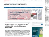 Bild zum Artikel: Krebs-Gefahr von Glyphosat: EU schlägt sich auf die Seite von Monsanto