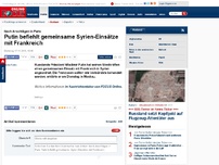 Bild zum Artikel: Nach Anschlägen in Paris - Putin befiehlt gemeinsame Syrien-Einsätze mit Frankreich