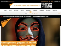 Bild zum Artikel: Anonymous gegen IS: Rund 5 500 Twitter-Accounts der Terroristen geknackt