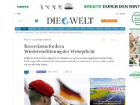 Bild zum Artikel: Bundeswehr: Reservisten fordern Wiedereinführung der Wehrpflicht