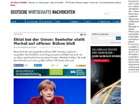 Bild zum Artikel: Eklat bei der Union: Seehofer stellt Merkel auf offener Bühne bloß