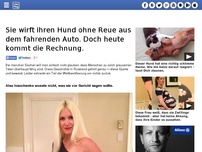 Bild zum Artikel: Sie wirft ihren Hund ohne Reue aus dem fahrenden Auto. Doch heute kommt die Rechnung.