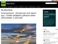 Bild zum Artikel: Griechenland: „Sie kennen sich damit aus - Türkei verletzte Luftraum allein 2015 bisher 1.233 mal'