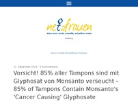 Bild zum Artikel: Vorsicht! 85% aller Tampons sind mit Glyphosat von Monsanto verseucht- 85% of Tampons Contain Monsanto’s ‘Cancer Causing’ Glyphosate