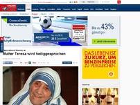 Bild zum Artikel: Papst erkennt Wunder an - Mutter Teresa wird heiliggesprochen