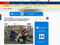 Bild zum Artikel: Happy End in München - Tier trieb hilflos auf Wasserkraftwerk zu - Mann rettet Hund vor dem Ertrinken