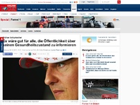 Bild zum Artikel: Michael Schumacher - Es wäre gut für alle, die Öffentlichkeit über seinen Gesundheitszustand zu informieren