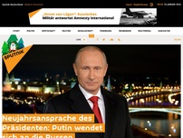 Bild zum Artikel: Neujahrsansprache des Präsidenten: Putin wendet sich an die Russen
