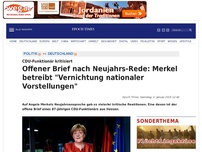 Bild zum Artikel: Offener Brief nach Neujahrs-Rede: Merkel betreibt 'Vernichtung nationaler Vorstellungen'