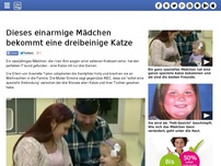 Bild zum Artikel: Dieses einarmige Mädchen bekommt eine dreibeinige Katze