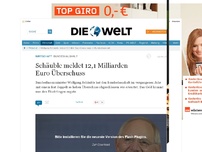 Bild zum Artikel: Bundeshaushalt: Schäuble meldet 12,1 Milliarden Euro Überschuss