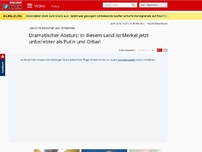 Bild zum Artikel: Deutliche Botschaft aus Tschechien - Dramatischer Absturz: In diesem Land ist Merkel jetzt unbeliebter als Putin und Orban