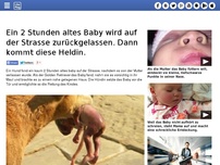 Bild zum Artikel: Ein 2 Stunden altes Baby wird auf der Strasse zurückgelassen. Dann kommt diese Heldin.