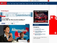 Bild zum Artikel: FOCUS Leserdebatte - Ist die AfD für Sie (noch) wählbar?