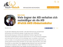 Bild zum Artikel: Viele Gegner der AfD verhalten sich nazimäßiger als die AfD - von Malte Fischer