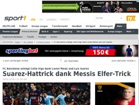 Bild zum Artikel: Messis Elfmeter beschert Suarez Hattrick