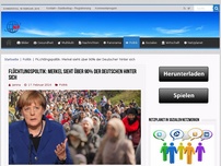 Bild zum Artikel: Flüchtlingspolitik: Merkel sieht über 90% der Deutschen hinter sich