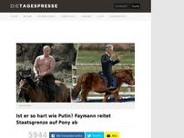 Bild zum Artikel: Ist er so hart wie Putin? Faymann reitet Staatsgrenze auf Pony ab