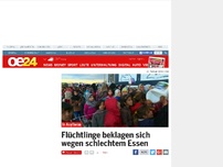 Bild zum Artikel: Flüchtlinge beklagen sich wegen schlechtem Essen