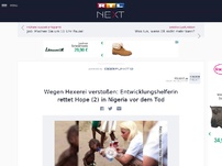Bild zum Artikel: Wegen Hexerei verstoßen: Entwicklungshelferin rettet Hope (2) in Nigeria vor dem Tod