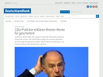 Bild zum Artikel: Deutschlandfunk | Die Nachrichten | CDU-Politiker erklären Riester-Rente für gescheitert
