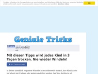 Bild zum Artikel: Mit diesen Tipps wird jedes Kind in 3 Tagen trocken. Nie wieder Windeln!