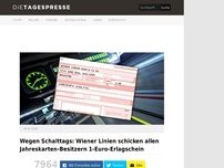 Bild zum Artikel: Wegen Schalttags: Wiener Linien schicken allen Jahreskarten-Besitzern 1-Euro-Erlagschein