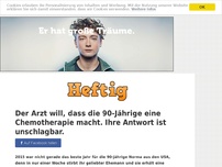 Bild zum Artikel: Der Arzt will, dass die 90-Jährige eine Chemotherapie macht. Ihre Antwort ist unschlagbar.